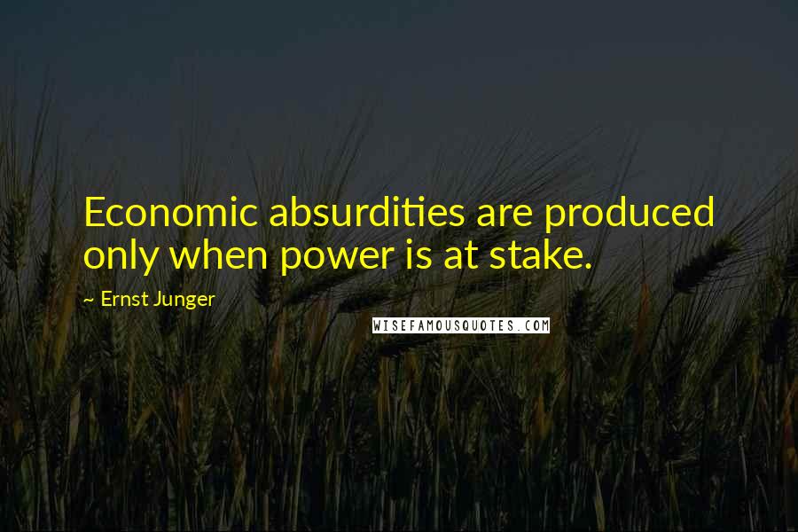 Ernst Junger Quotes: Economic absurdities are produced only when power is at stake.