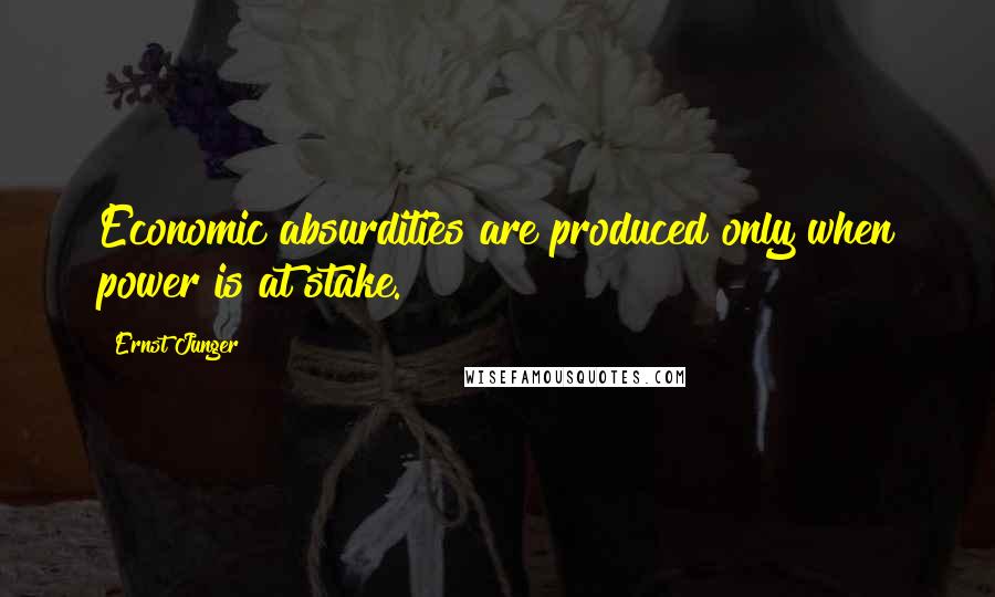 Ernst Junger Quotes: Economic absurdities are produced only when power is at stake.
