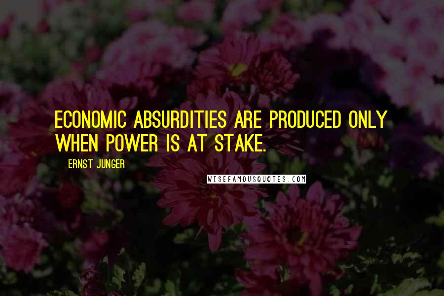 Ernst Junger Quotes: Economic absurdities are produced only when power is at stake.