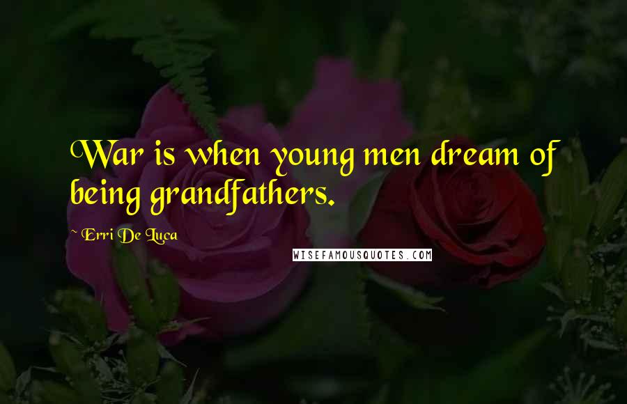 Erri De Luca Quotes: War is when young men dream of being grandfathers.