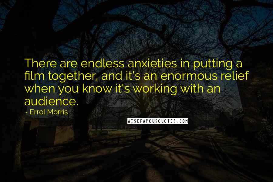 Errol Morris Quotes: There are endless anxieties in putting a film together, and it's an enormous relief when you know it's working with an audience.