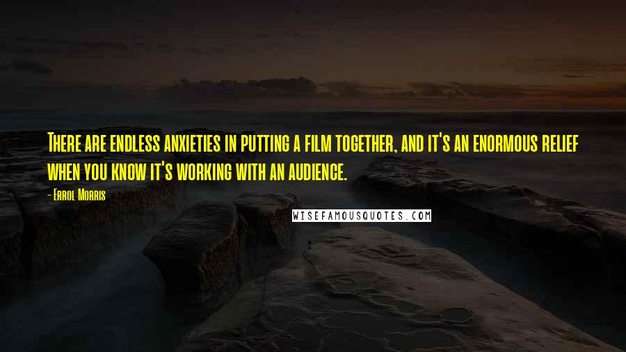 Errol Morris Quotes: There are endless anxieties in putting a film together, and it's an enormous relief when you know it's working with an audience.