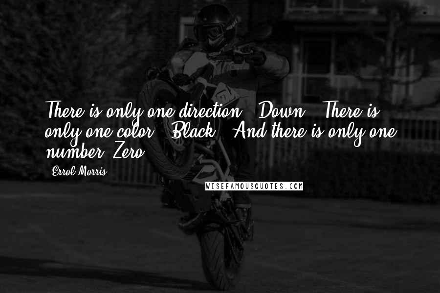 Errol Morris Quotes: There is only one direction. (Down.) There is only one color. (Black.) And there is only one number (Zero.)