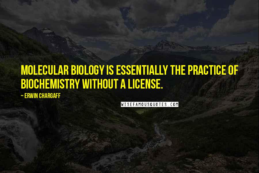 Erwin Chargaff Quotes: Molecular biology is essentially the practice of biochemistry without a license.