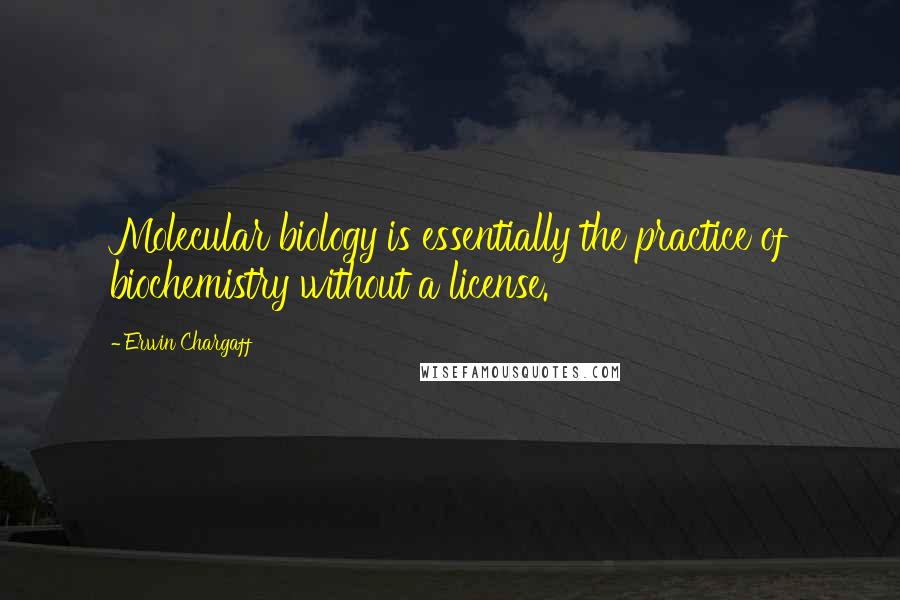 Erwin Chargaff Quotes: Molecular biology is essentially the practice of biochemistry without a license.