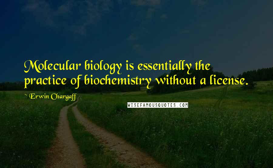 Erwin Chargaff Quotes: Molecular biology is essentially the practice of biochemistry without a license.