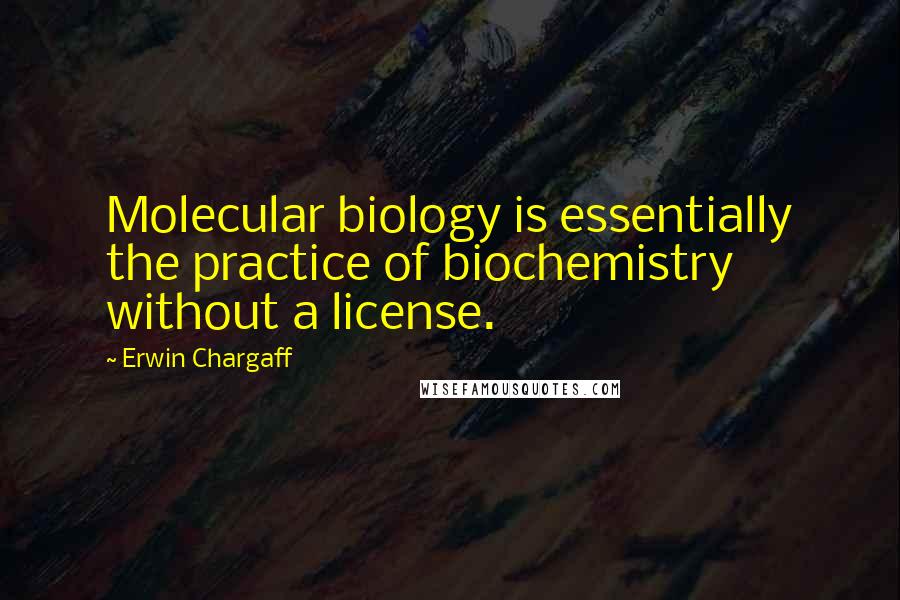 Erwin Chargaff Quotes: Molecular biology is essentially the practice of biochemistry without a license.
