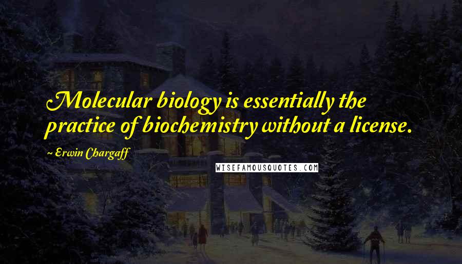 Erwin Chargaff Quotes: Molecular biology is essentially the practice of biochemistry without a license.