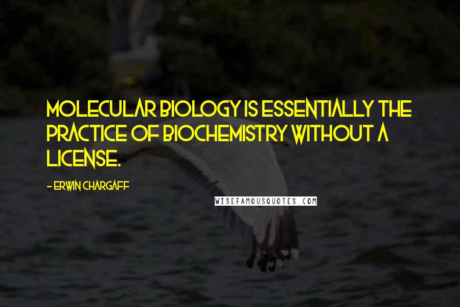 Erwin Chargaff Quotes: Molecular biology is essentially the practice of biochemistry without a license.