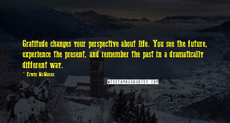 Erwin McManus Quotes: Gratitude changes your perspective about life. You see the future, experience the present, and remember the past in a dramatically different way.