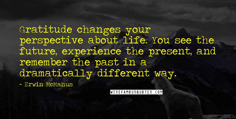 Erwin McManus Quotes: Gratitude changes your perspective about life. You see the future, experience the present, and remember the past in a dramatically different way.