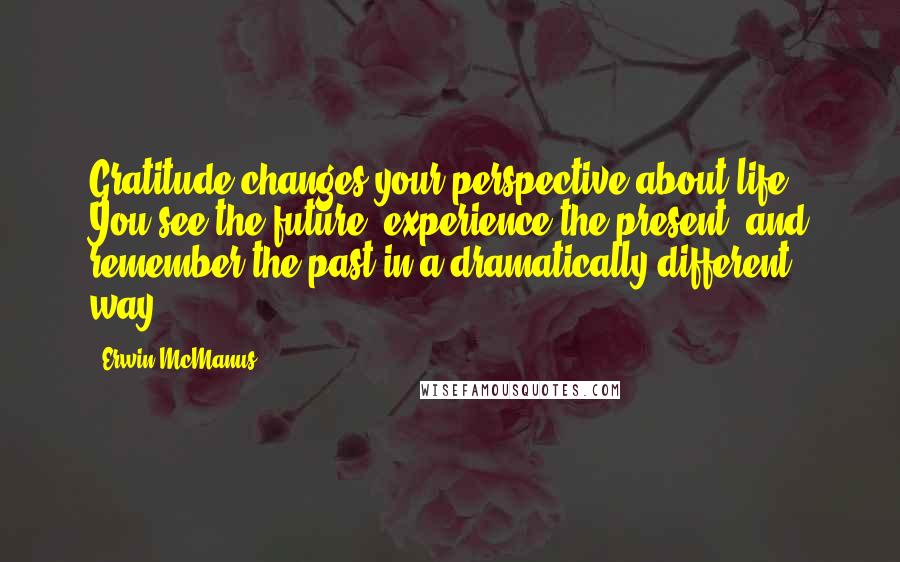 Erwin McManus Quotes: Gratitude changes your perspective about life. You see the future, experience the present, and remember the past in a dramatically different way.