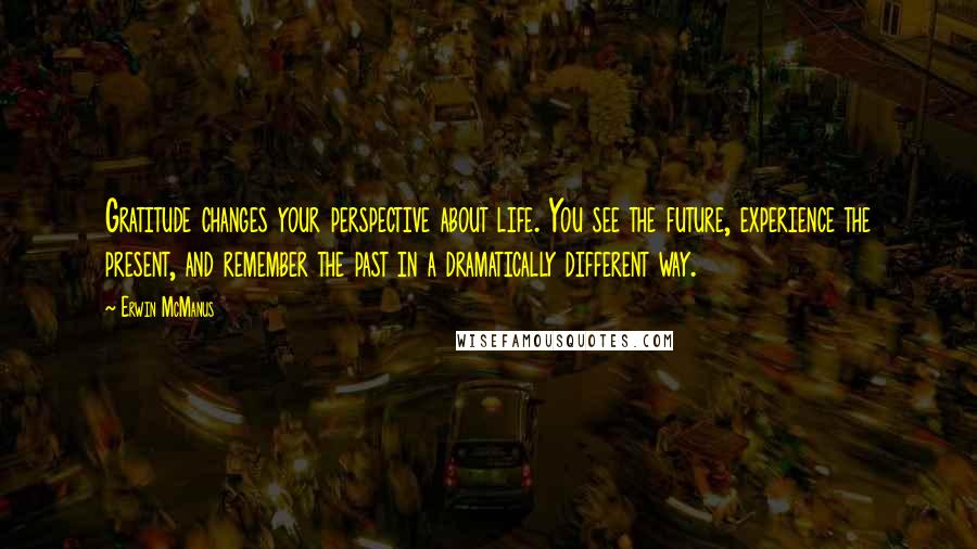 Erwin McManus Quotes: Gratitude changes your perspective about life. You see the future, experience the present, and remember the past in a dramatically different way.