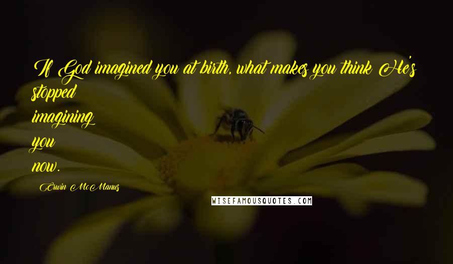 Erwin McManus Quotes: If God imagined you at birth, what makes you think He's stopped imagining you now.