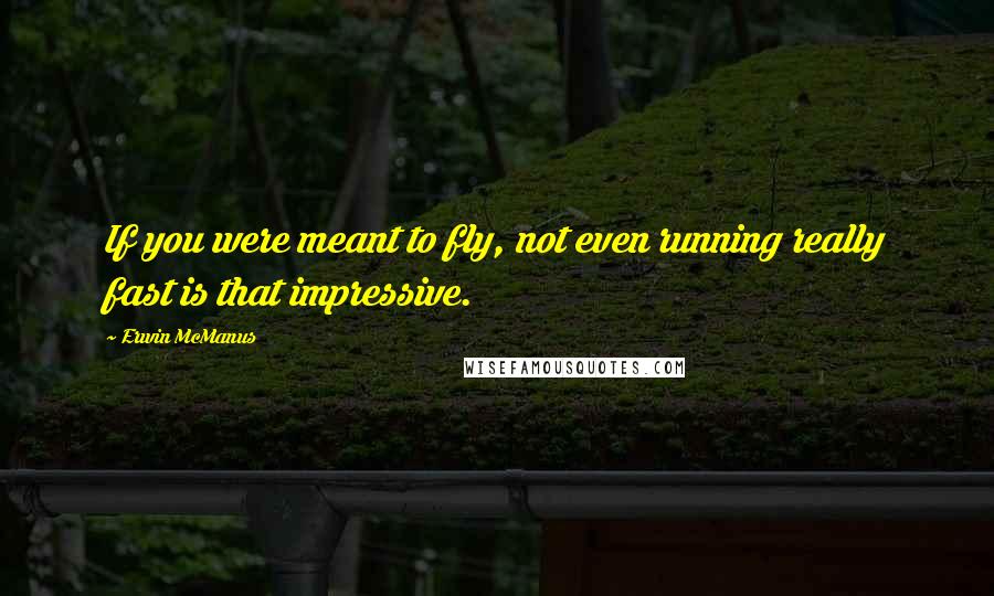 Erwin McManus Quotes: If you were meant to fly, not even running really fast is that impressive.