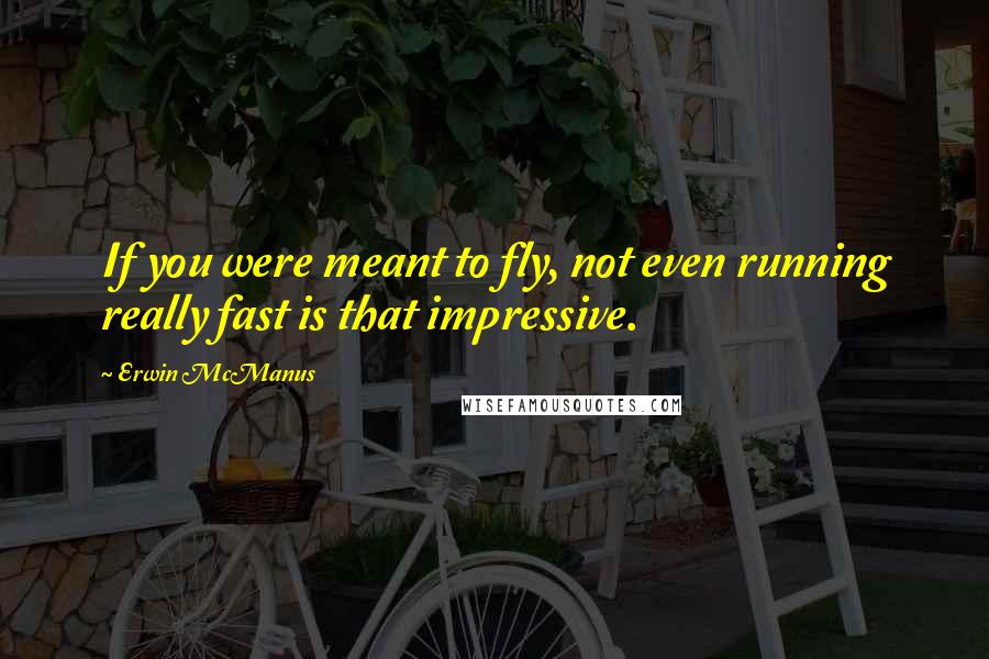 Erwin McManus Quotes: If you were meant to fly, not even running really fast is that impressive.