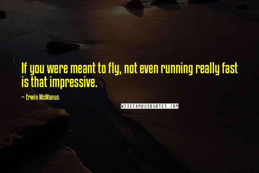 Erwin McManus Quotes: If you were meant to fly, not even running really fast is that impressive.