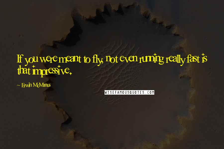 Erwin McManus Quotes: If you were meant to fly, not even running really fast is that impressive.