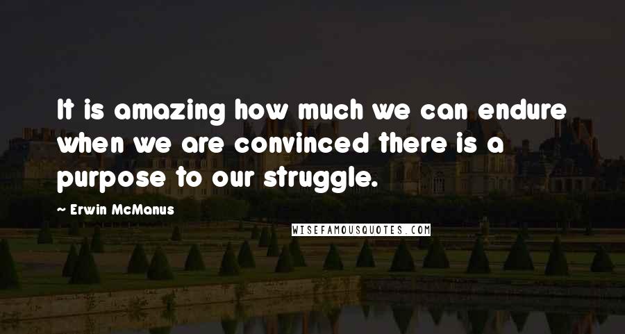 Erwin McManus Quotes: It is amazing how much we can endure when we are convinced there is a purpose to our struggle.