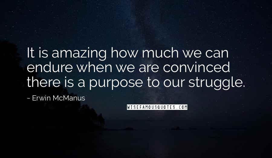 Erwin McManus Quotes: It is amazing how much we can endure when we are convinced there is a purpose to our struggle.