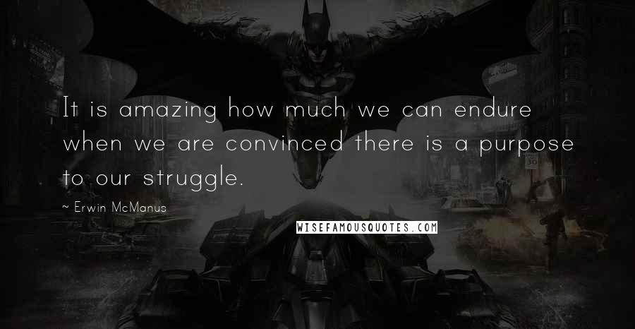 Erwin McManus Quotes: It is amazing how much we can endure when we are convinced there is a purpose to our struggle.