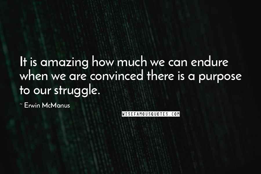 Erwin McManus Quotes: It is amazing how much we can endure when we are convinced there is a purpose to our struggle.