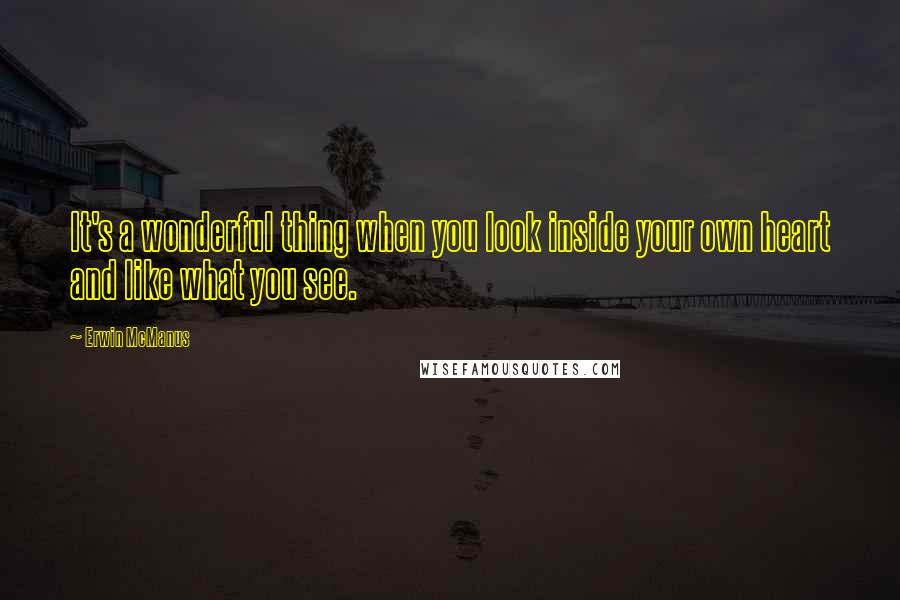 Erwin McManus Quotes: It's a wonderful thing when you look inside your own heart and like what you see.