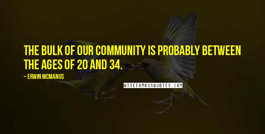 Erwin McManus Quotes: The bulk of our community is probably between the ages of 20 and 34.