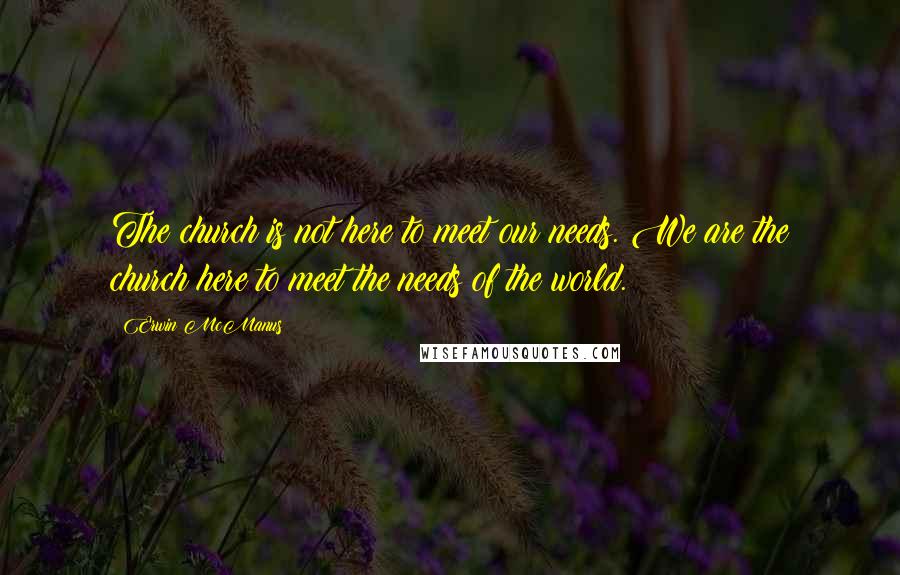 Erwin McManus Quotes: The church is not here to meet our needs. We are the church here to meet the needs of the world.