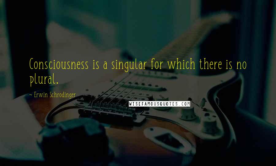 Erwin Schrodinger Quotes: Consciousness is a singular for which there is no plural.