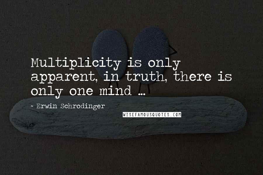 Erwin Schrodinger Quotes: Multiplicity is only apparent, in truth, there is only one mind ...