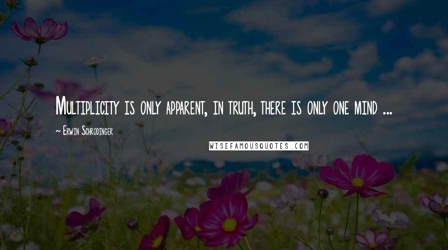 Erwin Schrodinger Quotes: Multiplicity is only apparent, in truth, there is only one mind ...