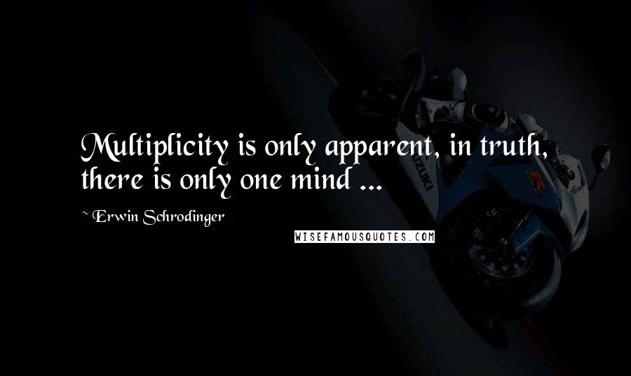 Erwin Schrodinger Quotes: Multiplicity is only apparent, in truth, there is only one mind ...