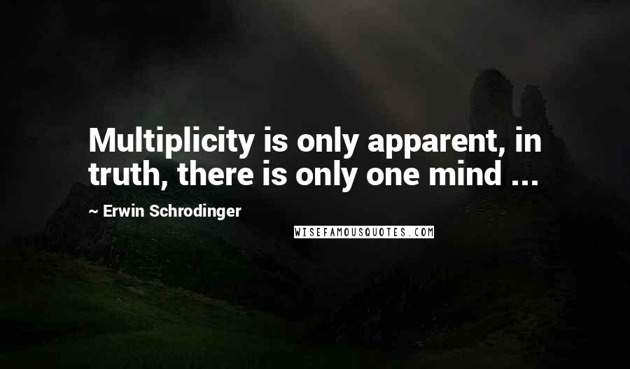 Erwin Schrodinger Quotes: Multiplicity is only apparent, in truth, there is only one mind ...