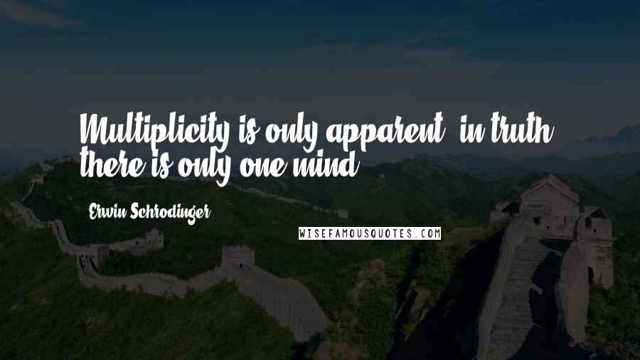 Erwin Schrodinger Quotes: Multiplicity is only apparent, in truth, there is only one mind ...