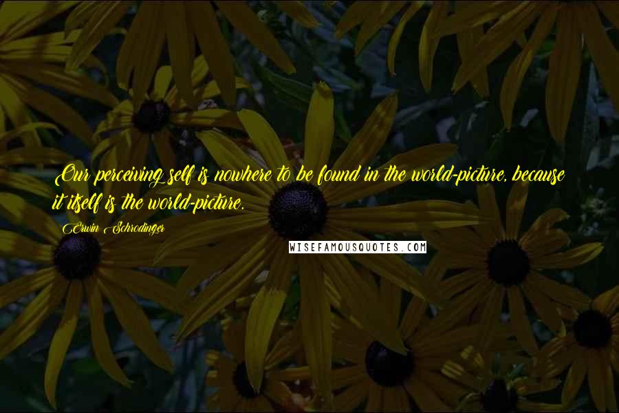 Erwin Schrodinger Quotes: Our perceiving self is nowhere to be found in the world-picture, because it itself is the world-picture.