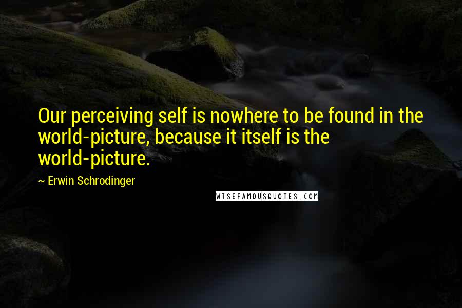 Erwin Schrodinger Quotes: Our perceiving self is nowhere to be found in the world-picture, because it itself is the world-picture.