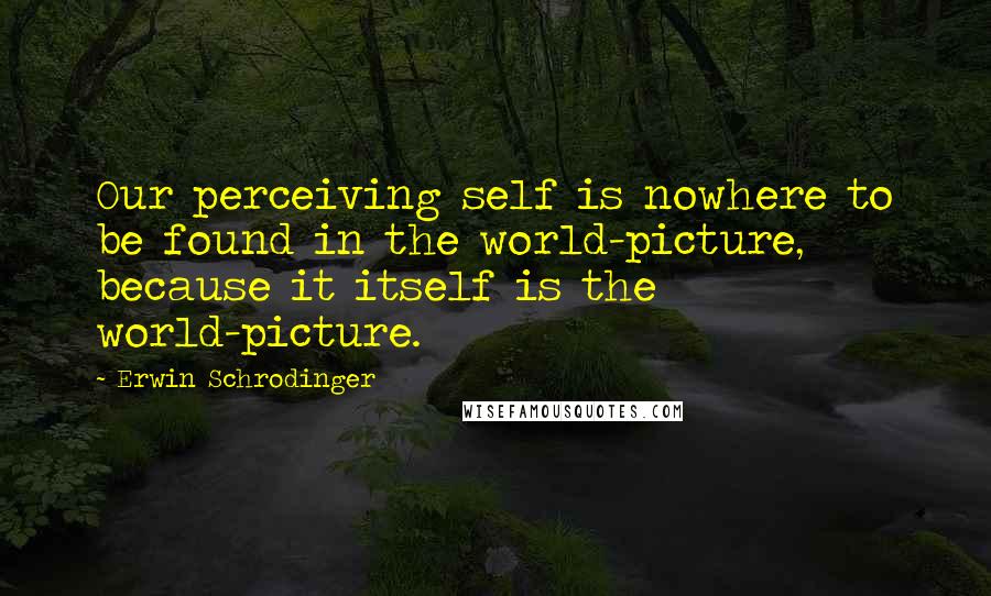 Erwin Schrodinger Quotes: Our perceiving self is nowhere to be found in the world-picture, because it itself is the world-picture.