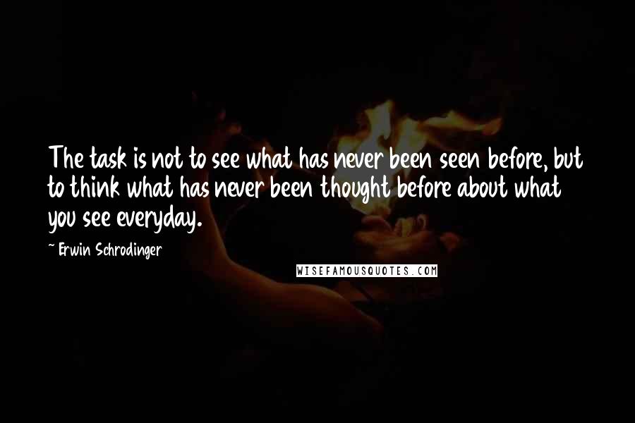 Erwin Schrodinger Quotes: The task is not to see what has never been seen before, but to think what has never been thought before about what you see everyday.