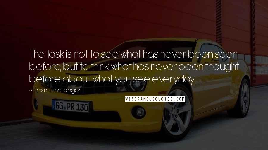 Erwin Schrodinger Quotes: The task is not to see what has never been seen before, but to think what has never been thought before about what you see everyday.