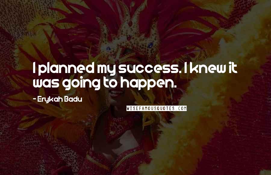 Erykah Badu Quotes: I planned my success. I knew it was going to happen.