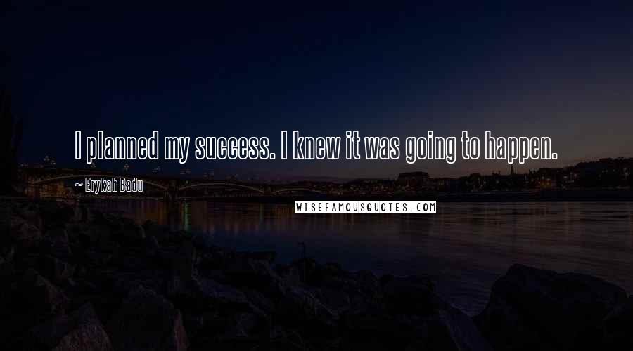 Erykah Badu Quotes: I planned my success. I knew it was going to happen.