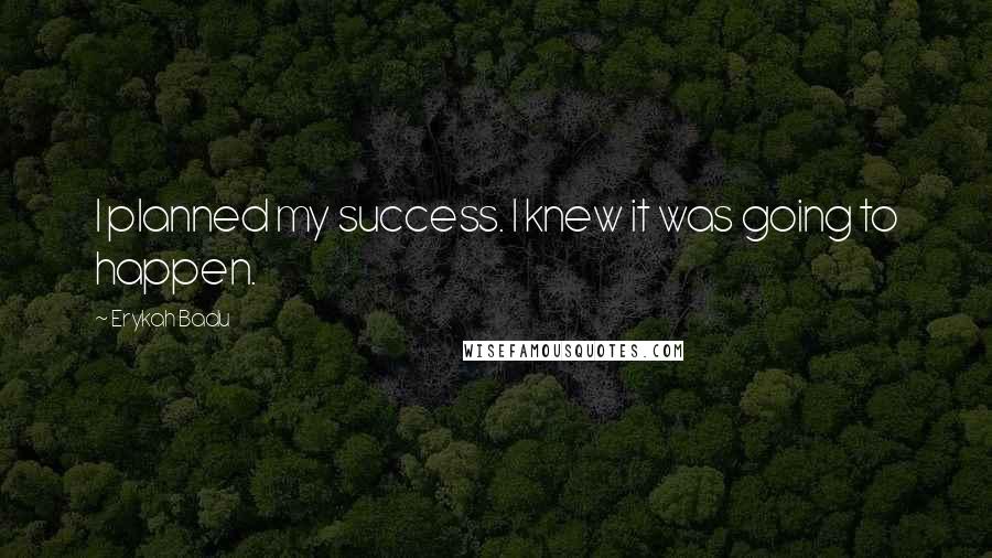 Erykah Badu Quotes: I planned my success. I knew it was going to happen.