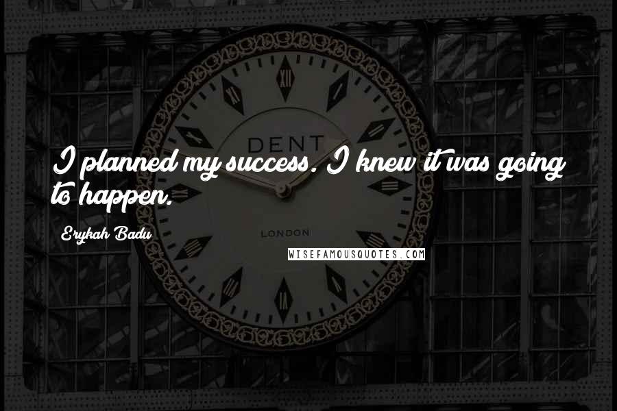 Erykah Badu Quotes: I planned my success. I knew it was going to happen.