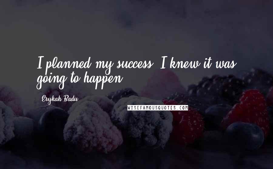 Erykah Badu Quotes: I planned my success. I knew it was going to happen.