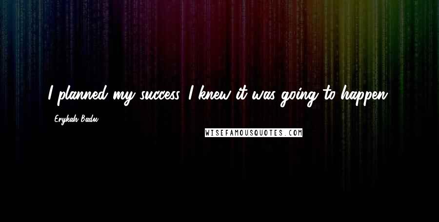 Erykah Badu Quotes: I planned my success. I knew it was going to happen.