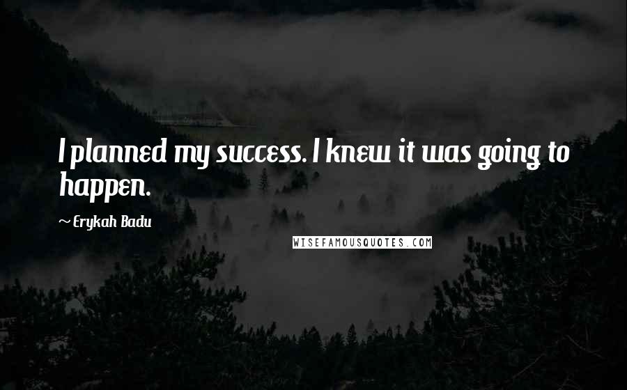 Erykah Badu Quotes: I planned my success. I knew it was going to happen.