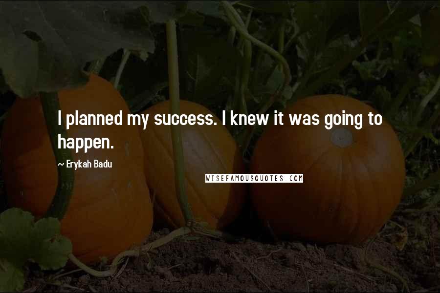 Erykah Badu Quotes: I planned my success. I knew it was going to happen.