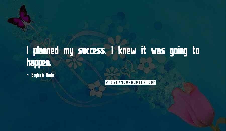 Erykah Badu Quotes: I planned my success. I knew it was going to happen.