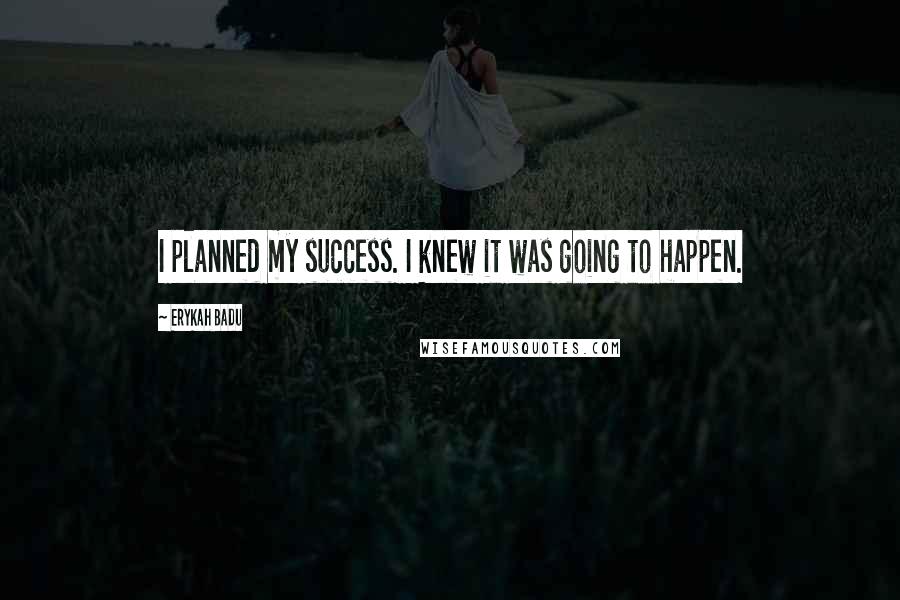 Erykah Badu Quotes: I planned my success. I knew it was going to happen.